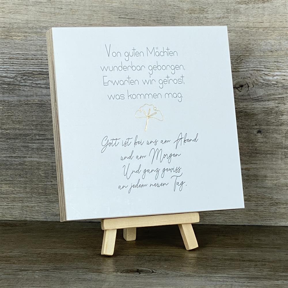 Wooden Block - Von guten Mächten mit Goldprägung
