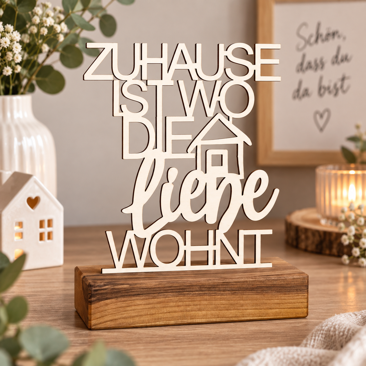 Deko Aufsteller Zuhause ist, wo die Liebe wohnt | personalisierbar