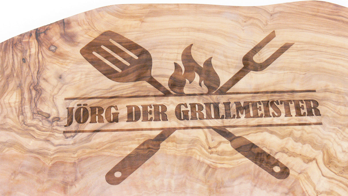 Schneidebrett Olivenholz Naturschnitt 40-44 cm Grilmmeister