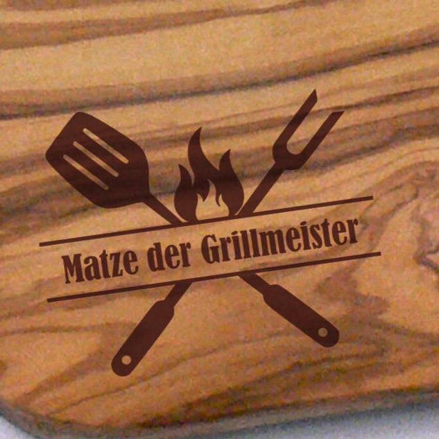Schneidebrett Olivenholz Naturschnitt 40-44 cm Grilmmeister