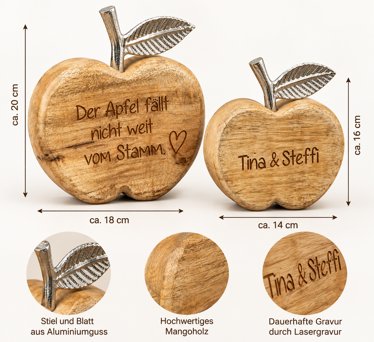 Personalisierte Deko Äpfel „Der Apfel fällt nicht weit vom Stamm“ – Geschenk zur Geburt & Taufe