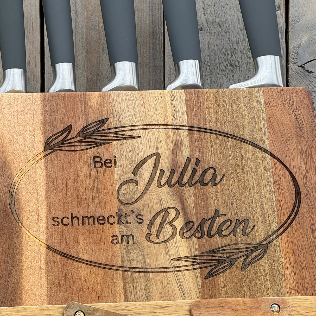Kochbuchständer & Messerblock aus Akazienholz
