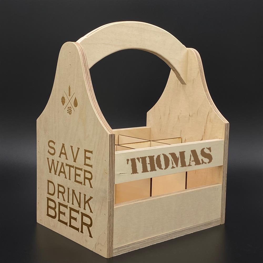Bierträger Deluxe natur, personalisierbar