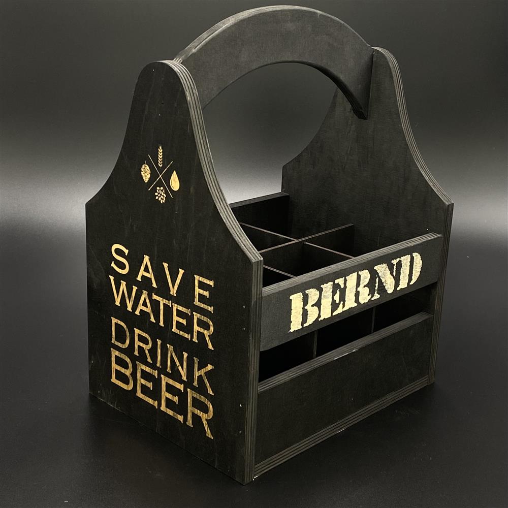Bierträger Deluxe schwarz, personalisierbar