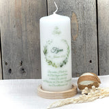 Personalisierte Taufkerze - Kranz