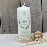 Personalisierte Taufkerze - Kranz