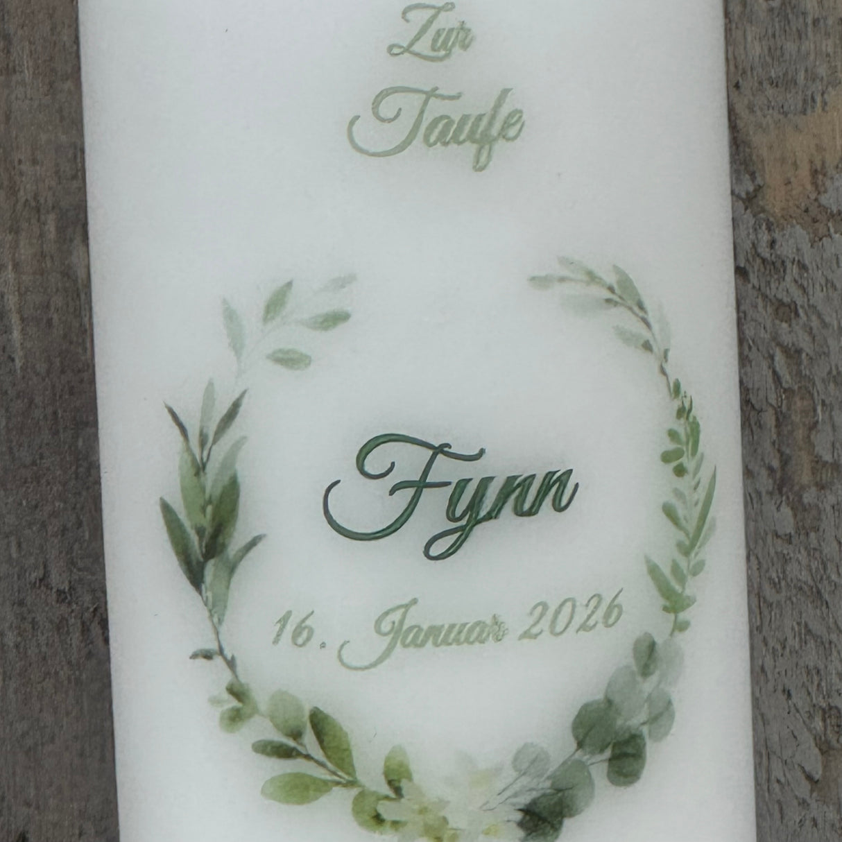 Personalisierte Taufkerze - Kranz