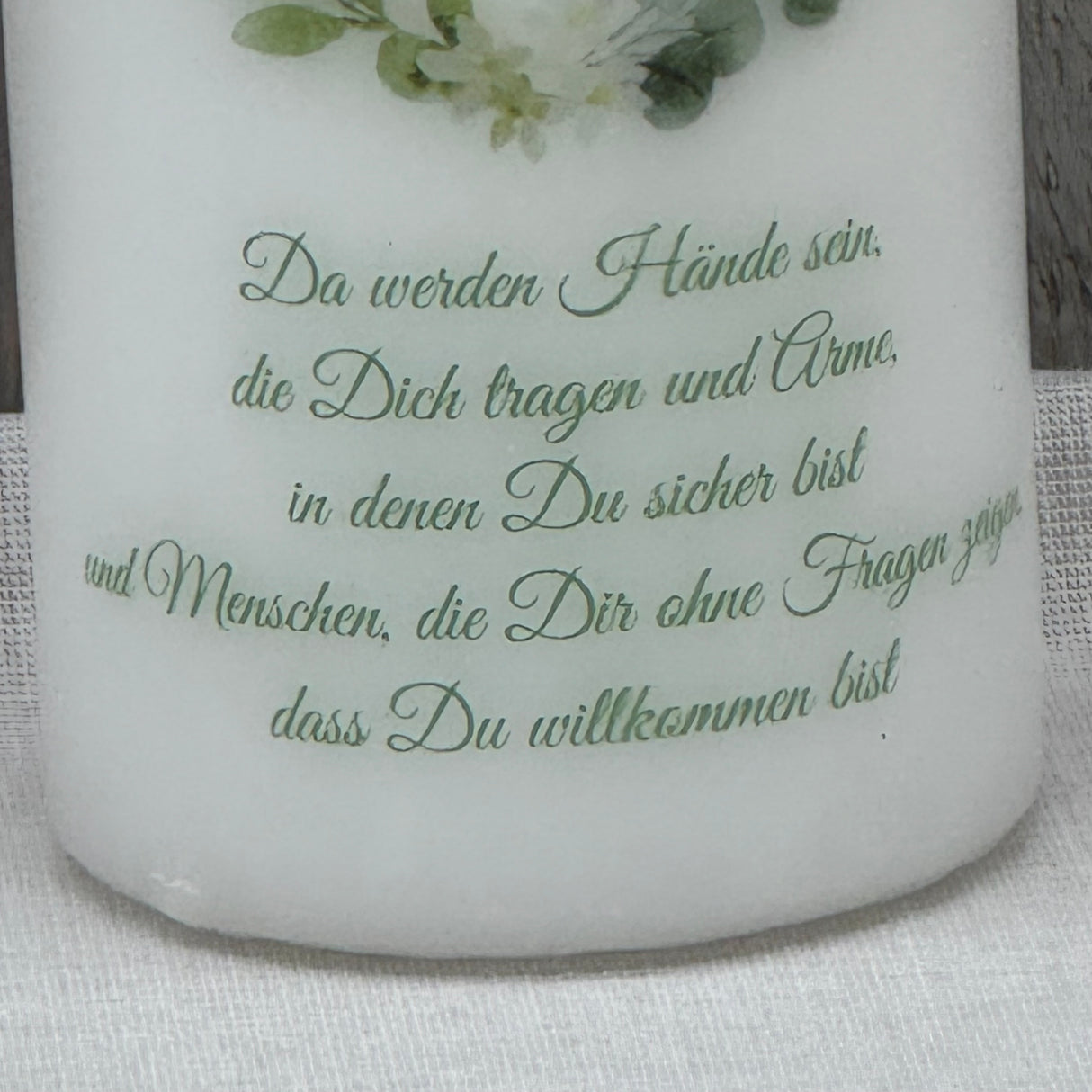 Personalisierte Taufkerze - Kranz