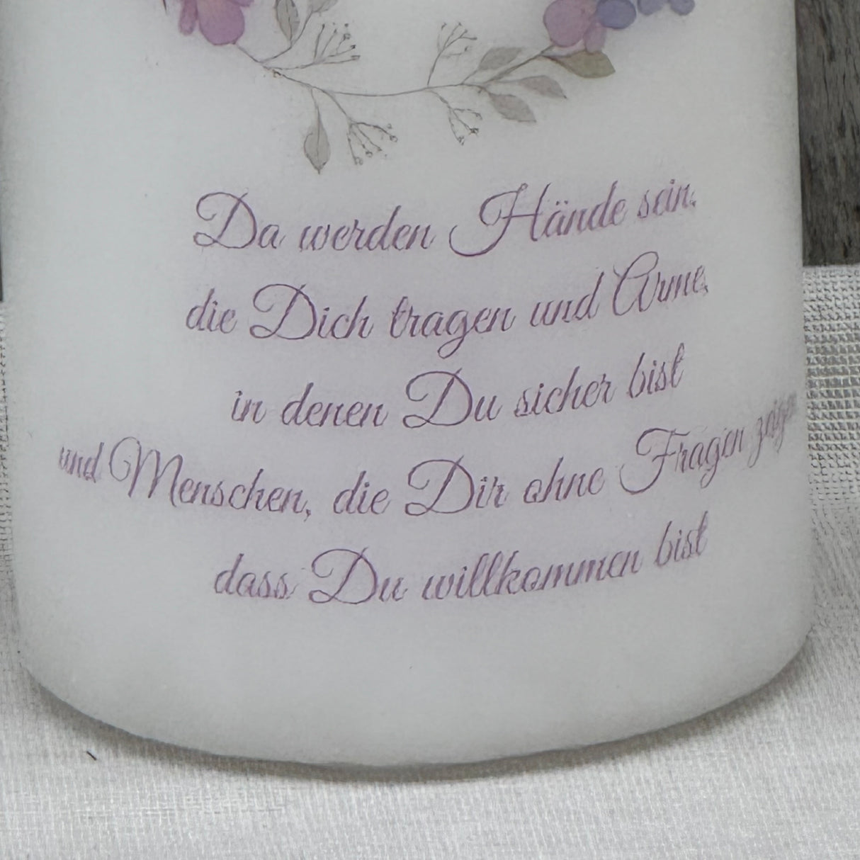 Personalisierte Taufkerze - Kranz