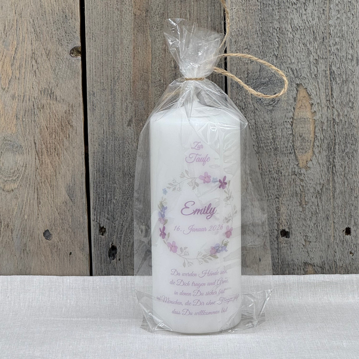 Personalisierte Taufkerze - Kranz