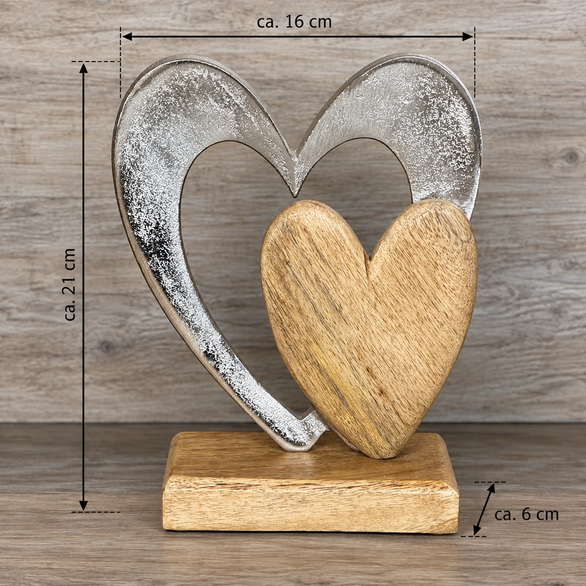 Dekoherzen aus Mangoholz und Metall | personalisiert