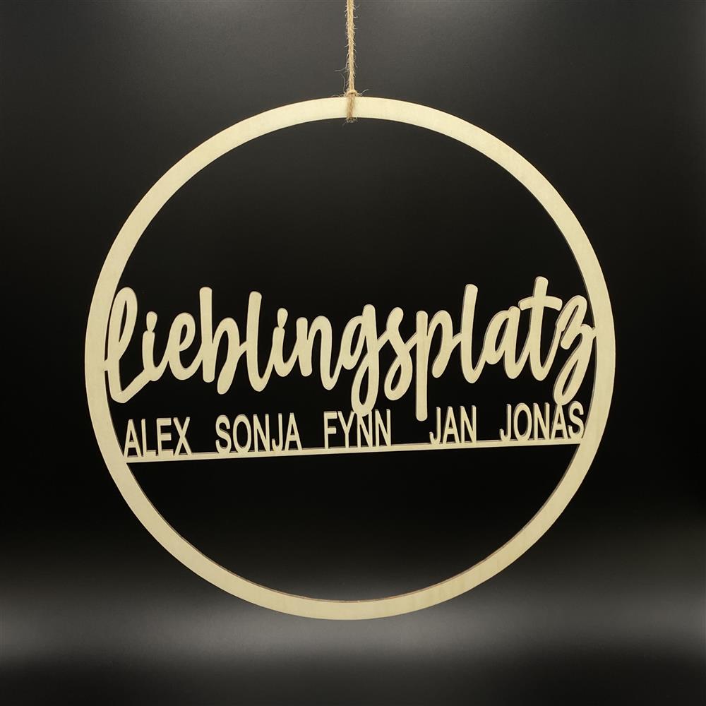 Deko Ring Lieblingsplatz mit Wunschnamen, 38cm
