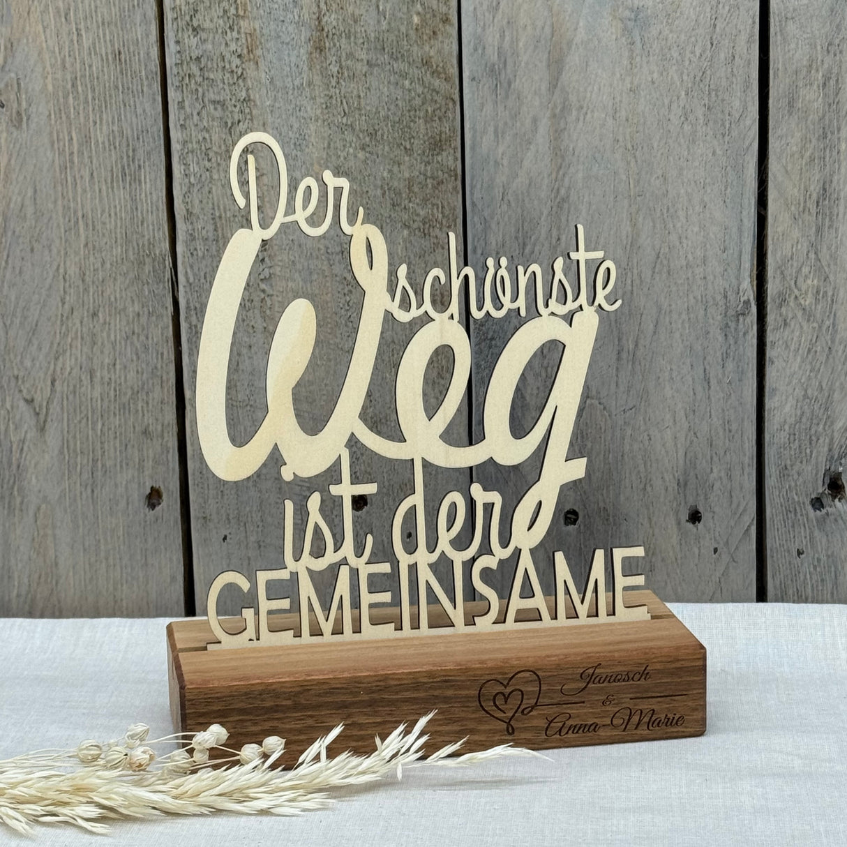 Personalisierter Deko-Aufsteller aus Holz – Der schönste Weg ist der Gemeinsame