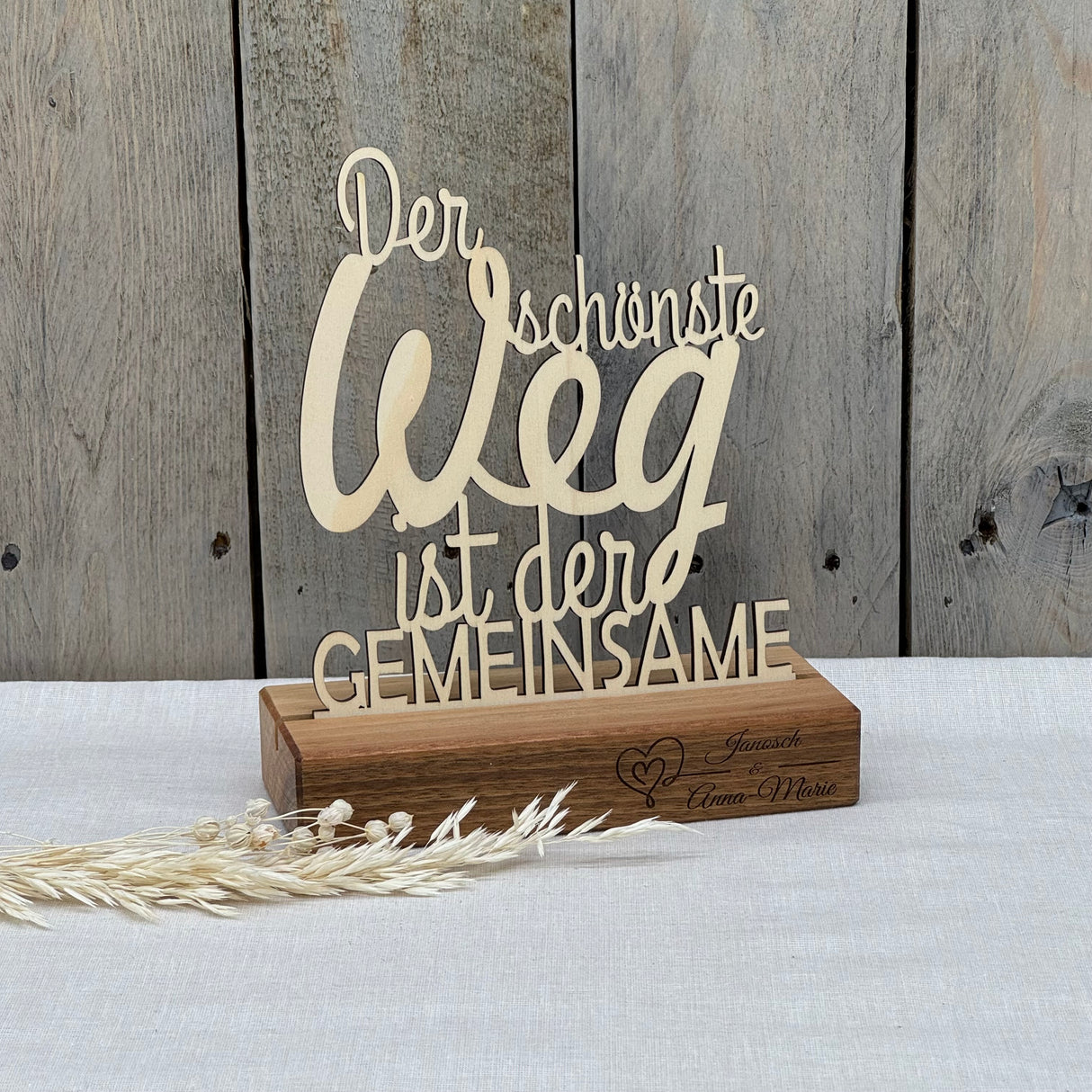 Personalisierter Deko-Aufsteller aus Holz – Der schönste Weg ist der Gemeinsame