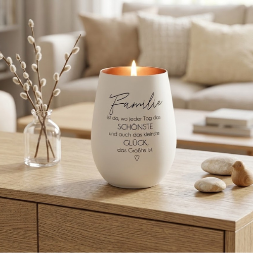 Deko Light Familie Glück – Personalisiertes Windlicht mit Spruch