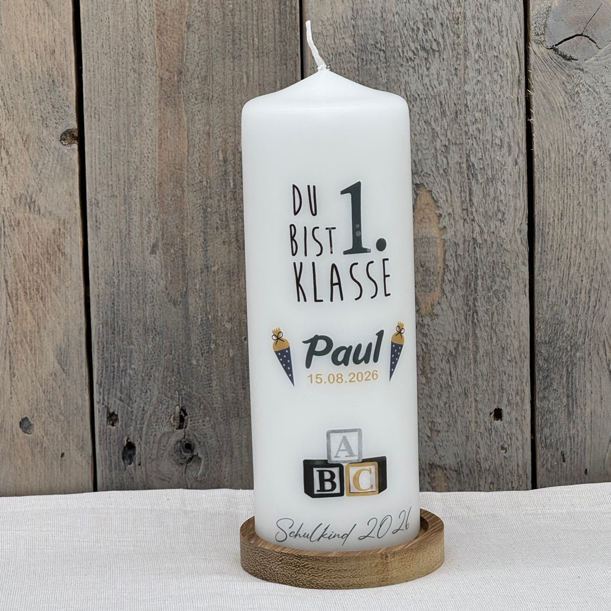 Kerze zur Einschulung - Du bist 1. Klasse