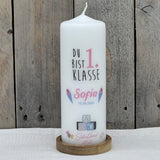 Kerze zur Einschulung - Du bist 1. Klasse
