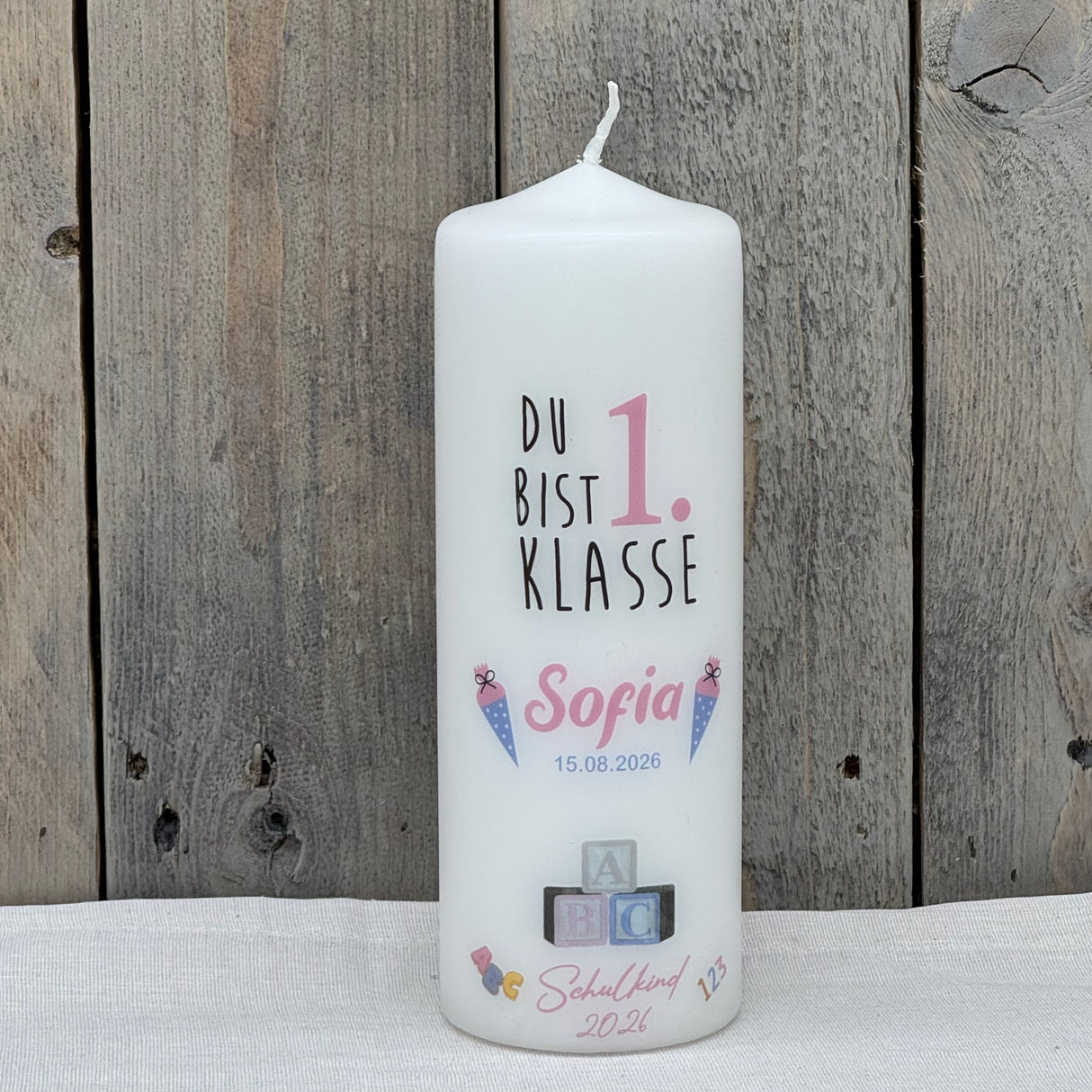 Kerze zur Einschulung - Du bist 1. Klasse