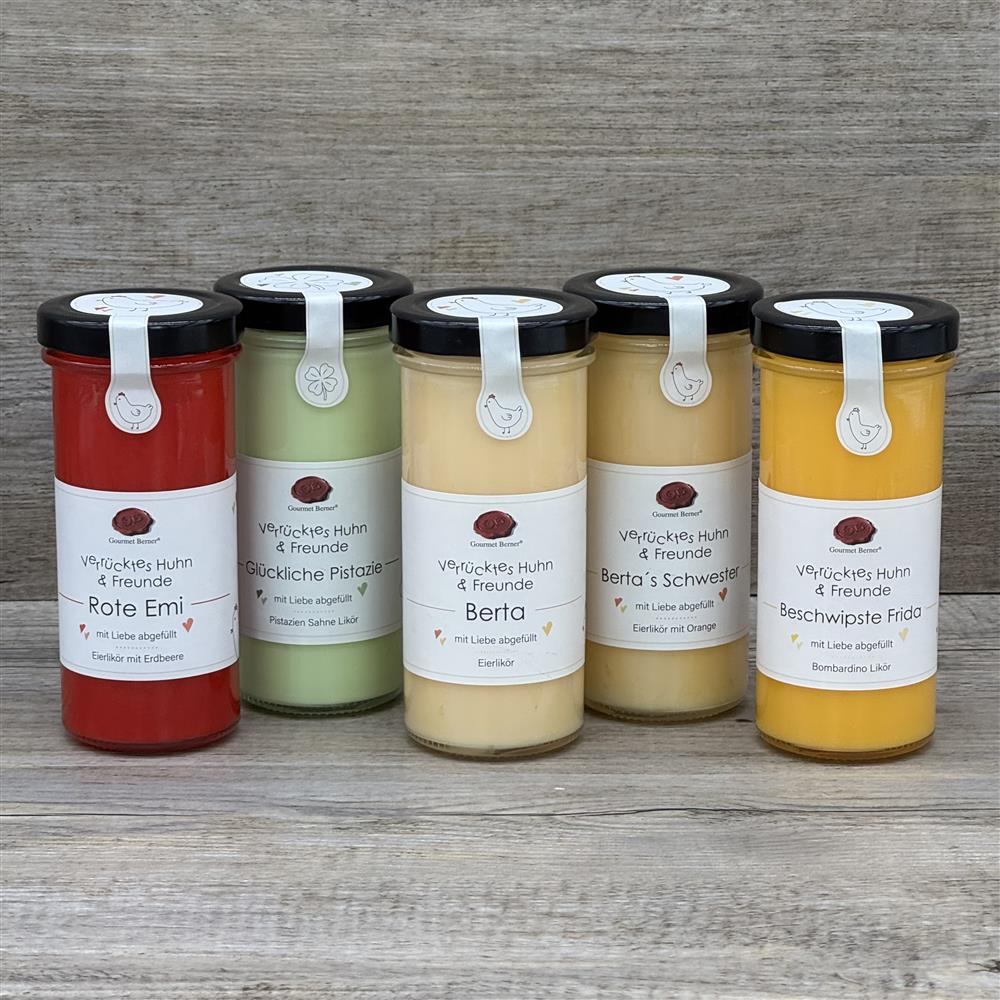 Eierlikörpaket, inkl. 2 Sorten Eierlikör und 2 Gläsern, personalisierbar