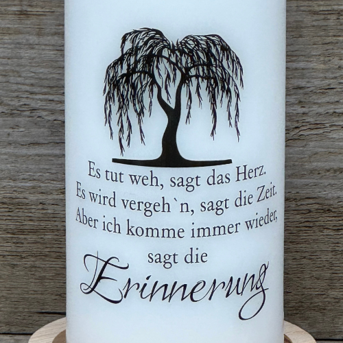 Kerze Trauer, Erinnerung - Trauerweide