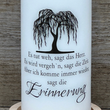 Kerze Trauer, Erinnerung - Trauerweide