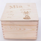 Erinnerungsbox Geburt, Lasergravur Giraffe, personalisiert