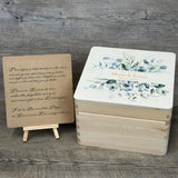 Erinnerungsbox Hochzeit, Aufdruck 'Bouquet Eukalyptus', personalisiert