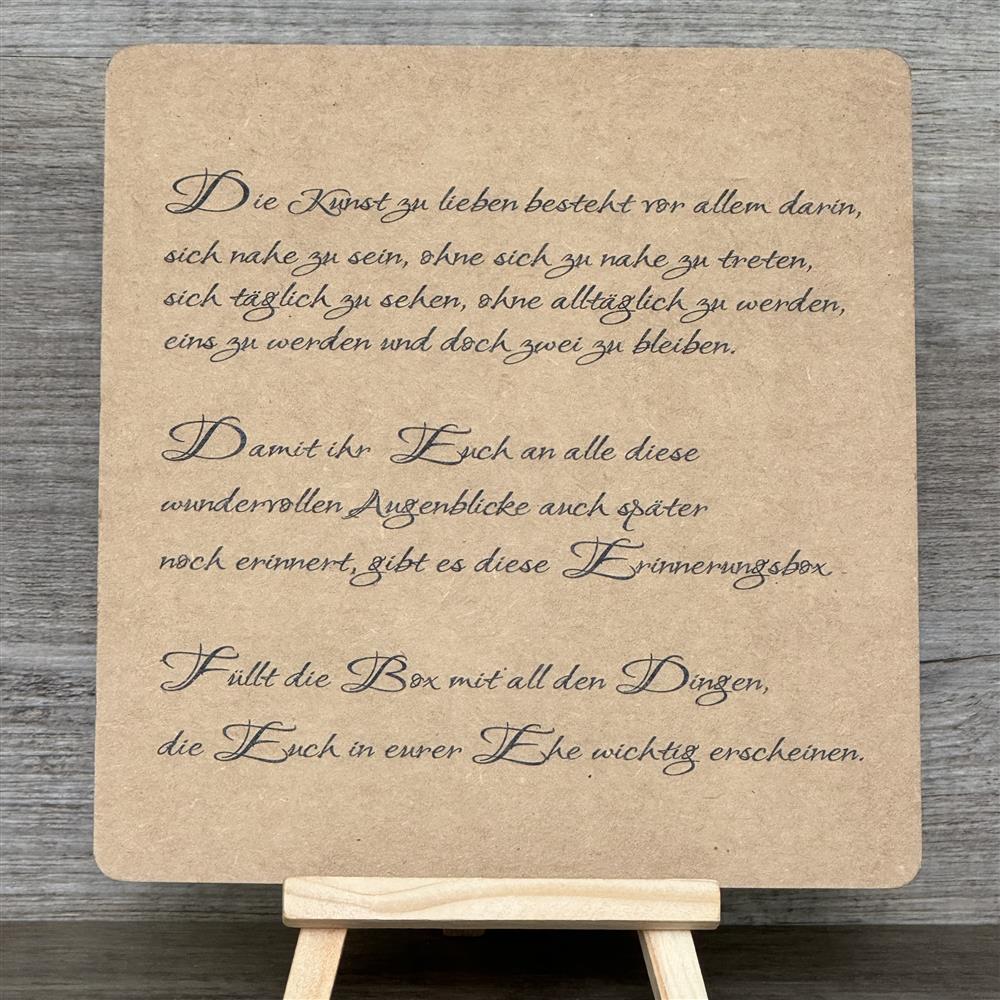 Erinnerungsbox Hochzeit, Aufdruck 'Bouquet Eukalyptus', personalisiert