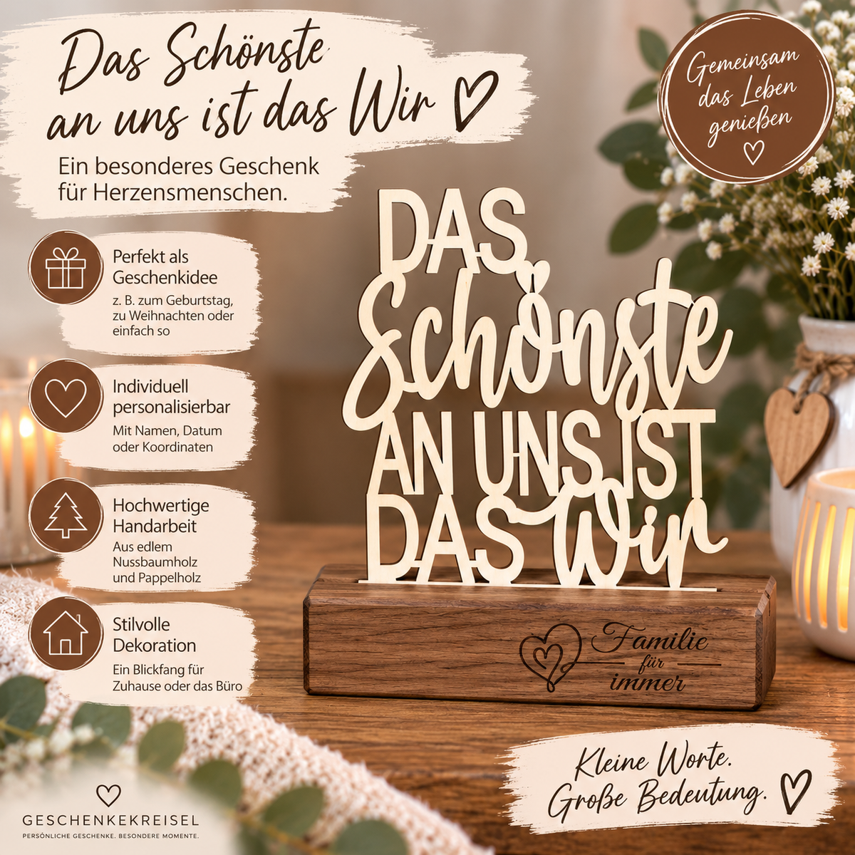 Deko Aufsteller - Das Schönste an uns ist das Wir | personalisiert