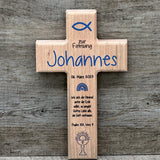 Holzkreuz, Firmung - Fisch, personalisiert
