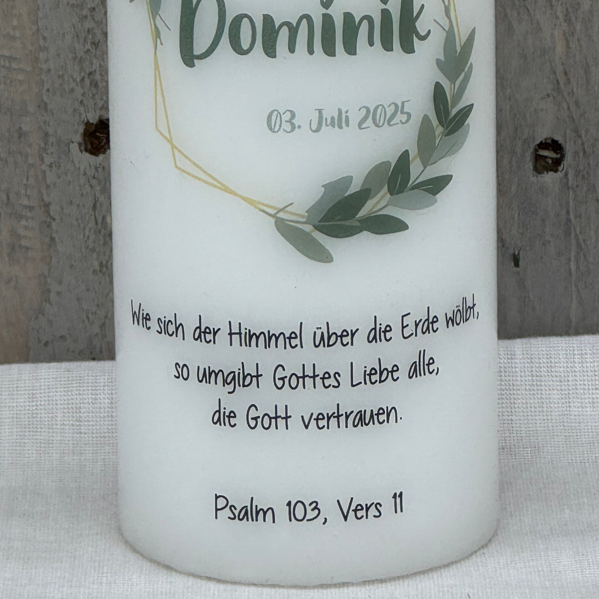 Personalisierte Kerze zur Firmung - Kranz