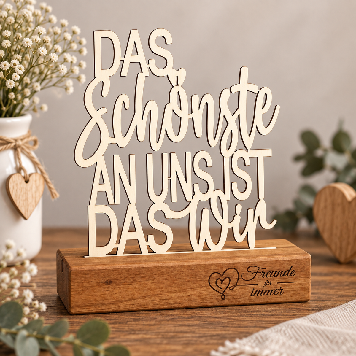 Deko Aufsteller - Das Schönste an uns ist das Wir | personalisiert