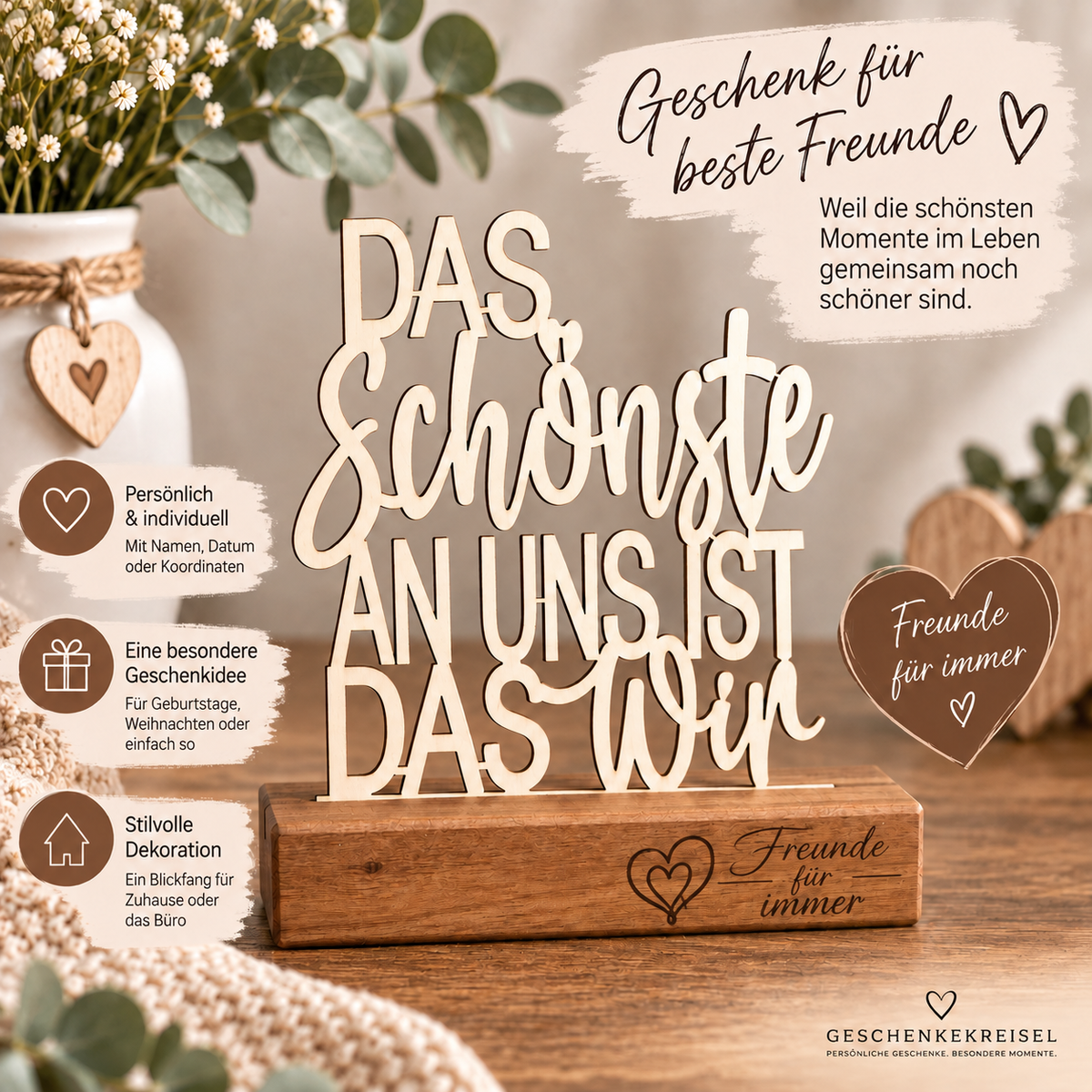 Deko Aufsteller - Das Schönste an uns ist das Wir | personalisiert