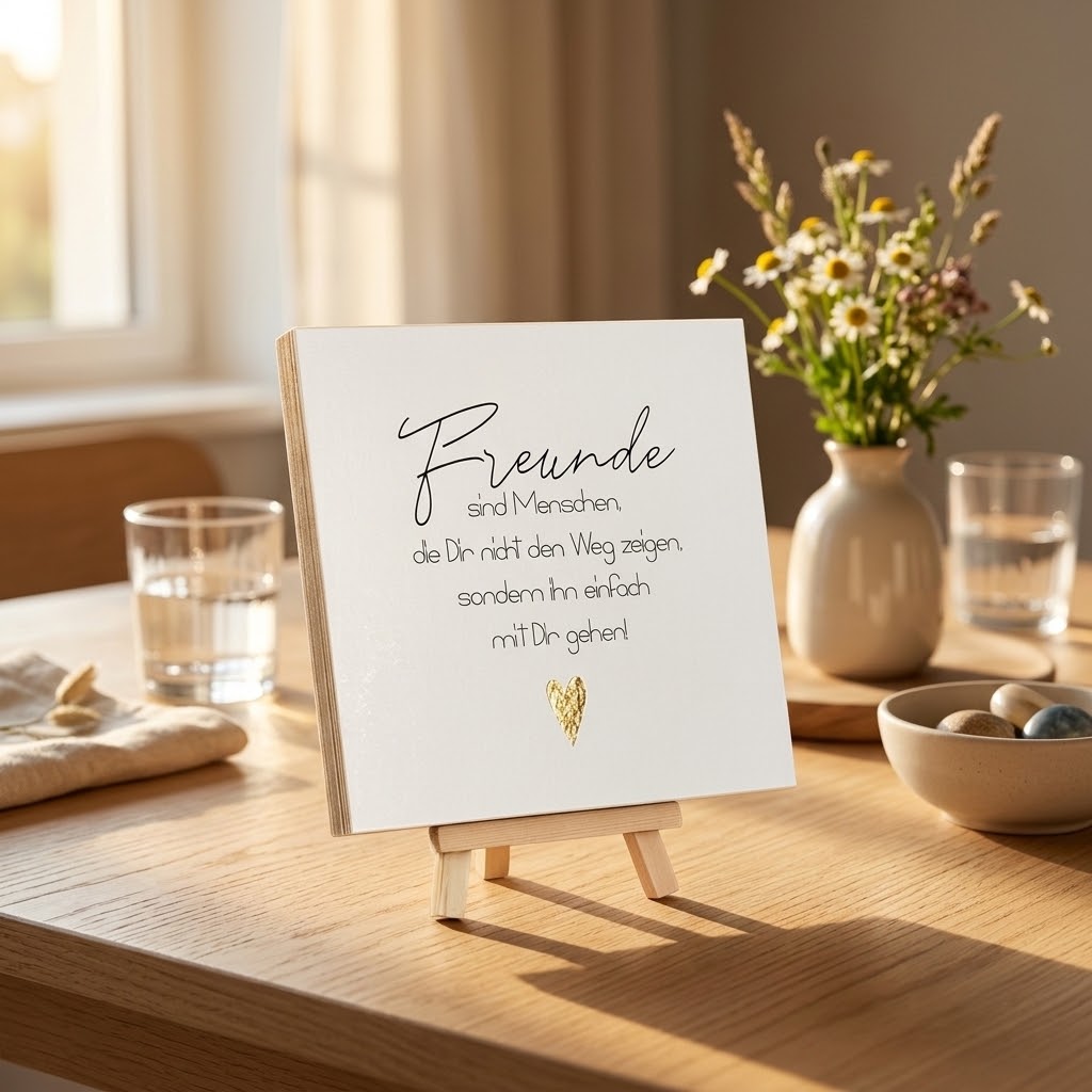 Wooden Block - Freunde mit Goldprägung