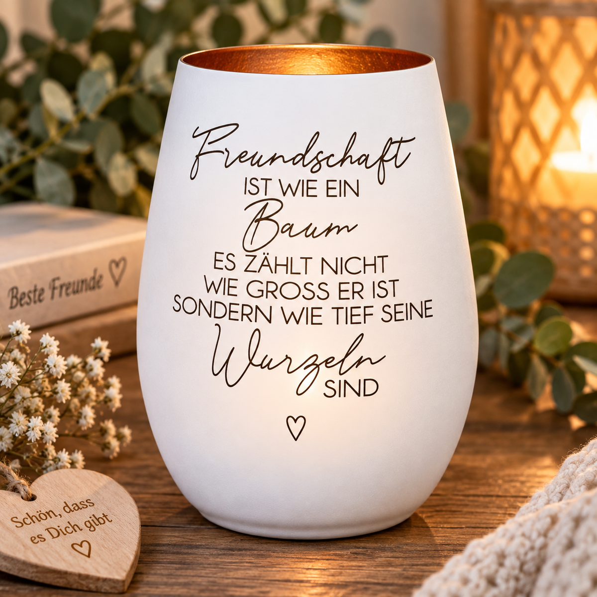 Deko Light - Freundschaft ist wie ein Baum, Geschenk für Freunde, personalisierbares Windlicht