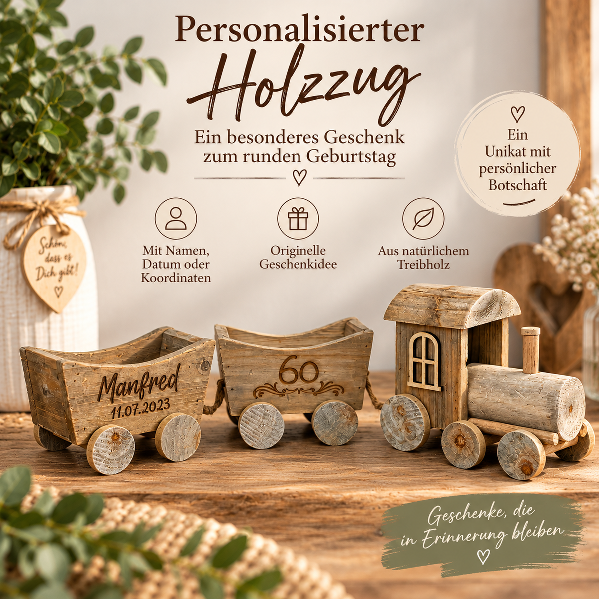 Holzzug - Geburtstag, Jubiläum | personalisiert