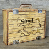 Geschenkkoffer holzoptik, groß, Der Strand hat angerufen...