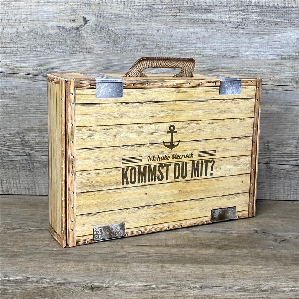 Geschenkkoffer holzoptik, groß, Ich habe Meerweh, Kommst Du mit?