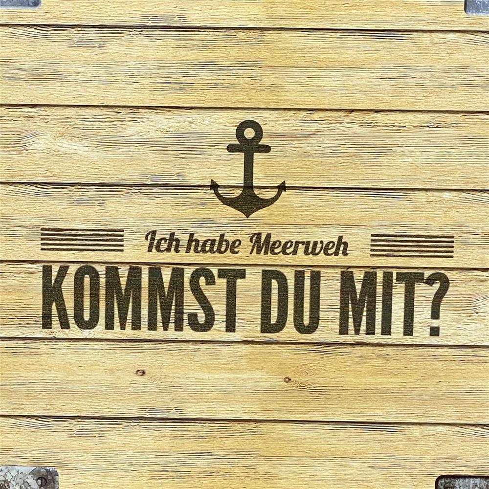 Geschenkkoffer holzoptik, groß, Ich habe Meerweh, Kommst Du mit?