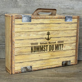 Geschenkkoffer holzoptik, groß, Ich habe Meerweh, Kommst Du mit?