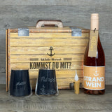 Geschenkpaket 'Meerweh', groß, Strandwein inkl. LED Kerzenlicht