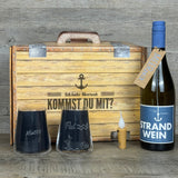 Geschenkpaket 'Meerweh', groß, Strandwein inkl. LED Kerzenlicht