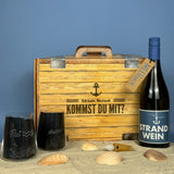 Geschenkpaket 'Meerweh', groß, Strandwein inkl. LED Kerzenlicht