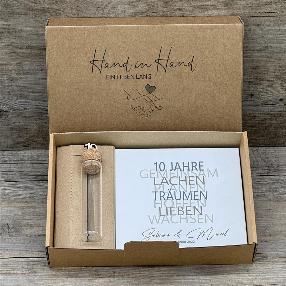 Geschenkset Hölzerne Hochzeit, personalisierbar