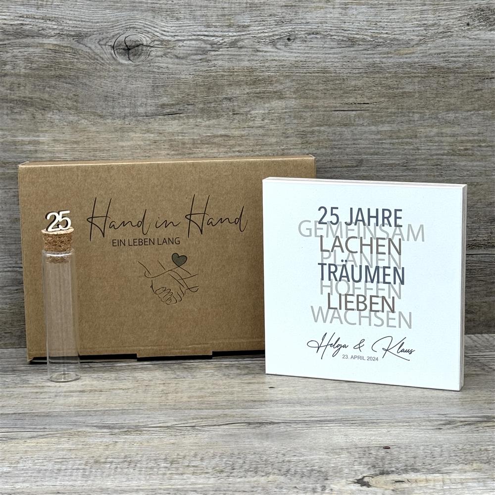 Geschenkset Silberne Hochzeit, personalisierbar