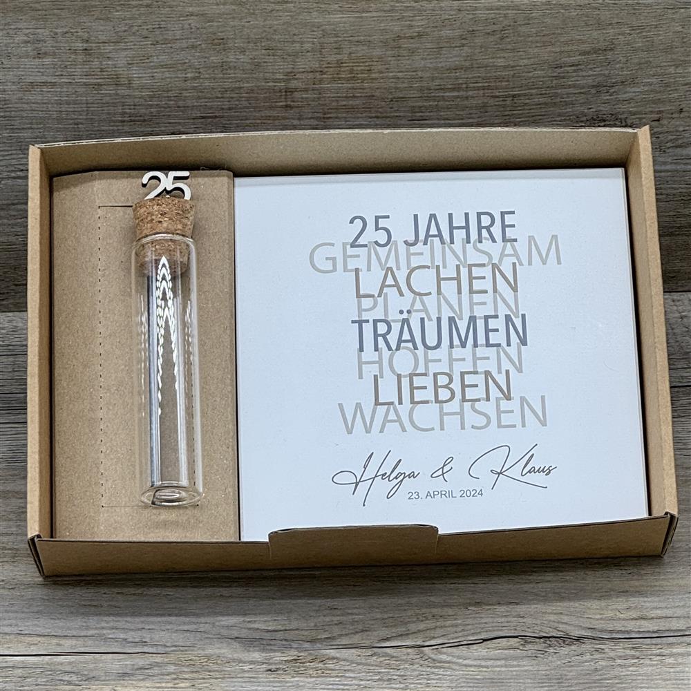Geschenkset Silberne Hochzeit, personalisierbar