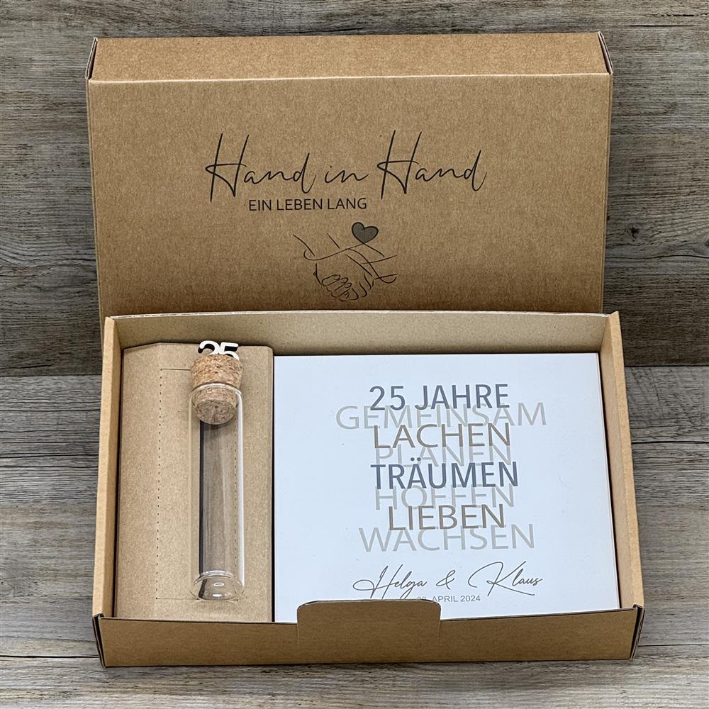 Geschenkset Silberne Hochzeit, personalisierbar