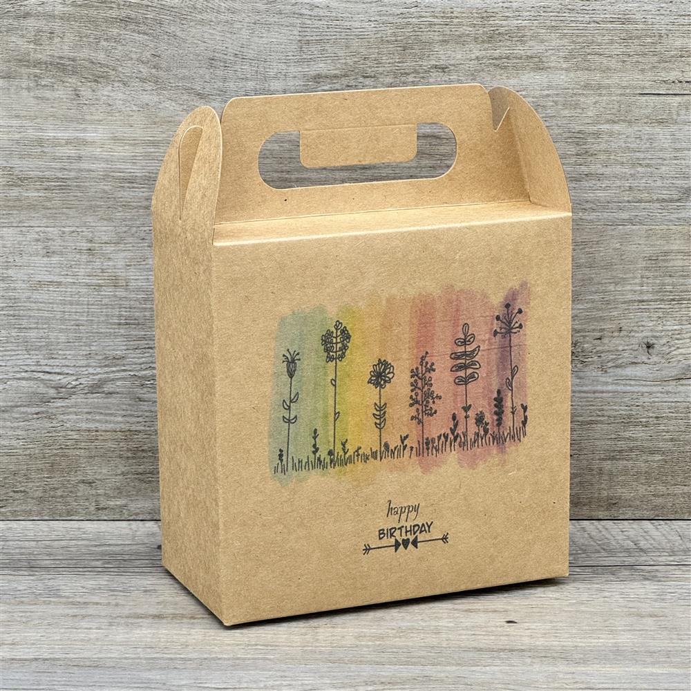 Giebelverpackung klein, Happy Birthday, 5 Stück