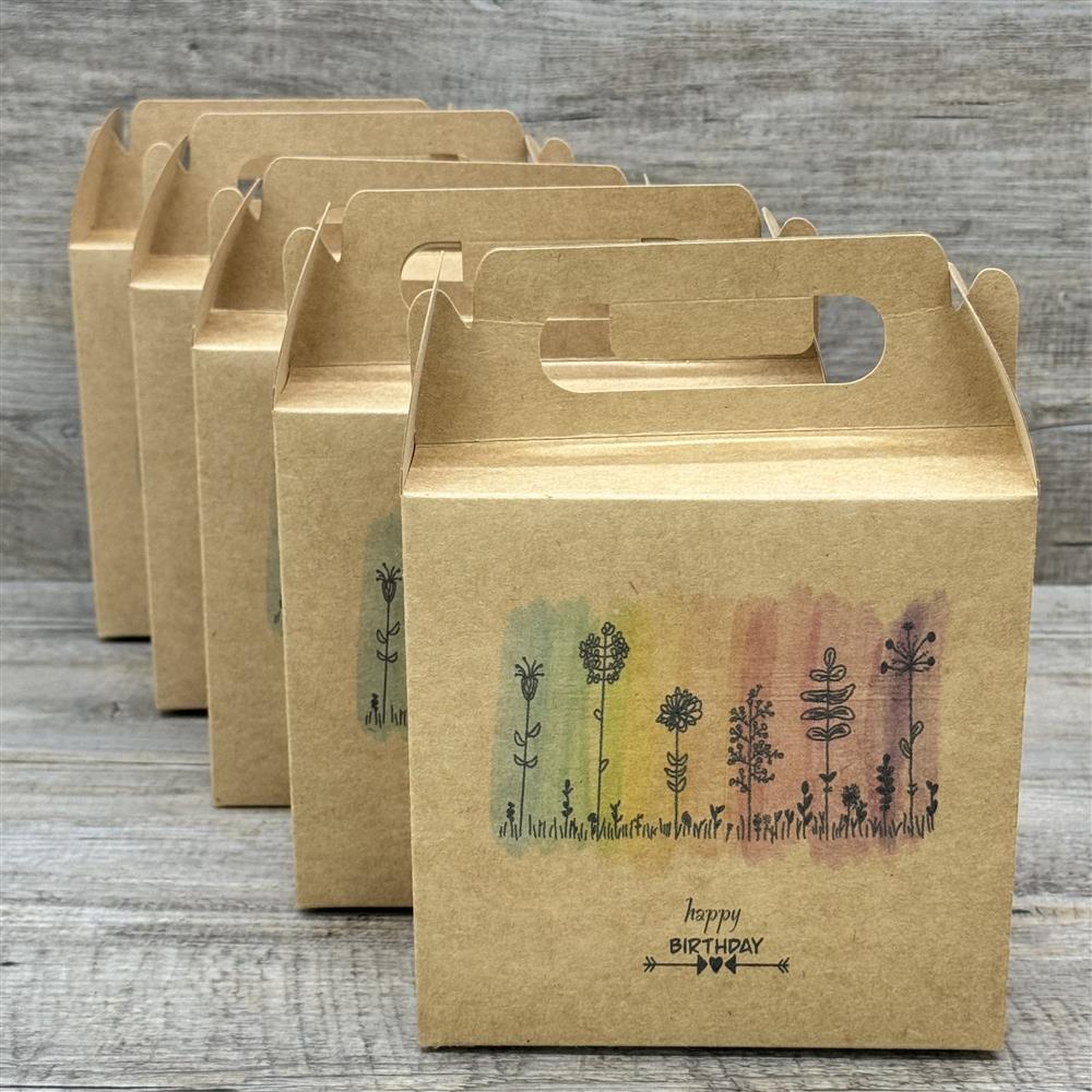 Giebelverpackung klein, Happy Birthday, 5 Stück