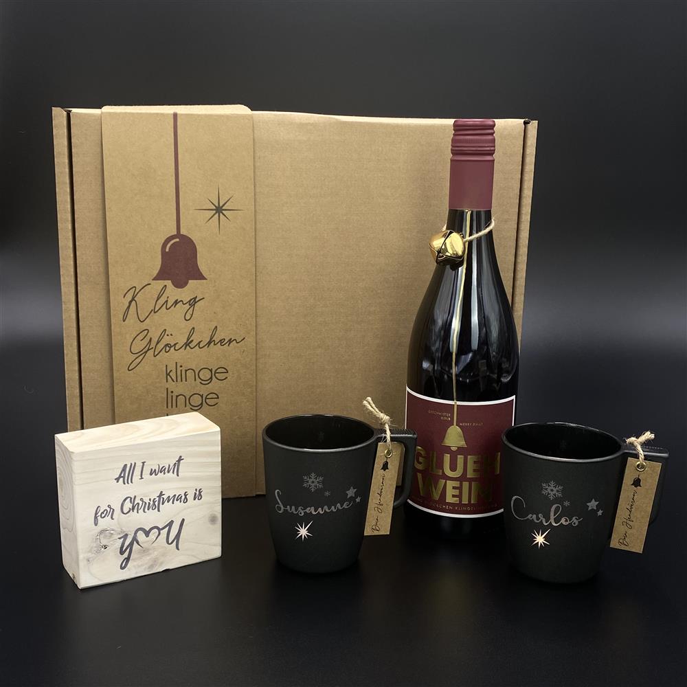 Geschenkpaket Glühwein, rot, personalisierbar